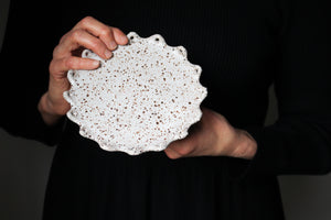 Decorated Spoon Rest in Textured White