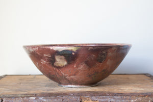 Slightly Flawed Raku Bowl in Shimmering Copper Reds and Rose Gold: Five