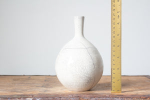 Slightly Flawed White Crackle Raku Vase: One