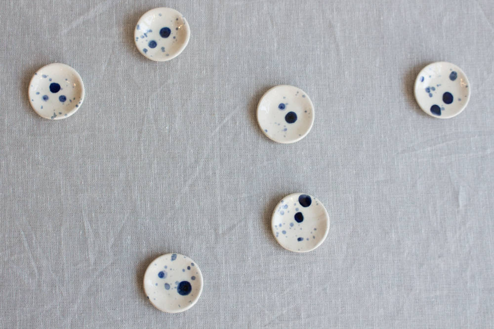 Tiny Cobalt Speckled Jewellery Dish