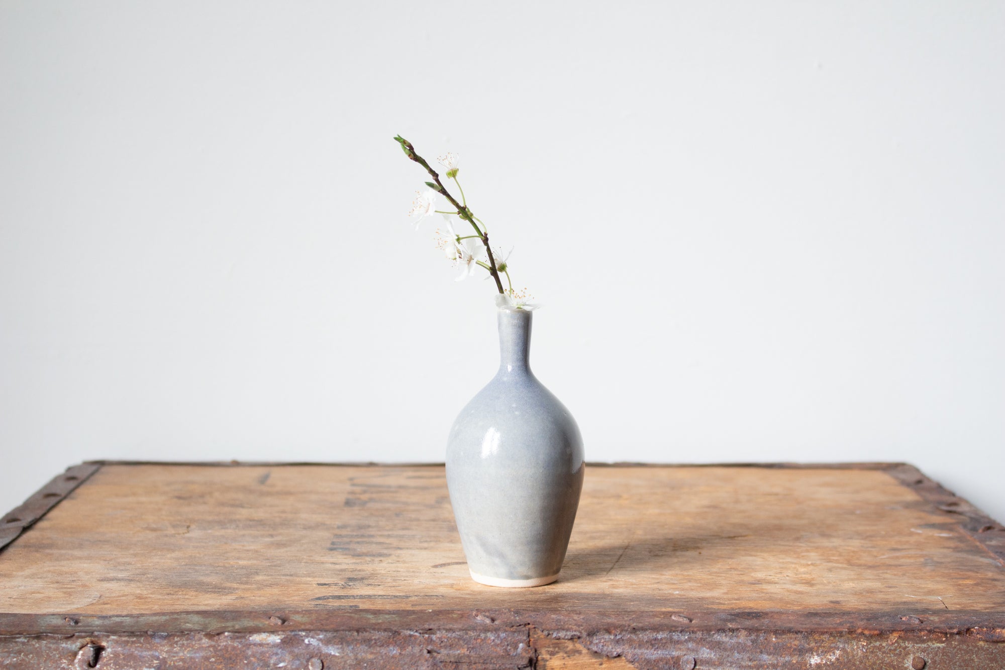 Tiny Glossy Blue Bud Vase: Eight