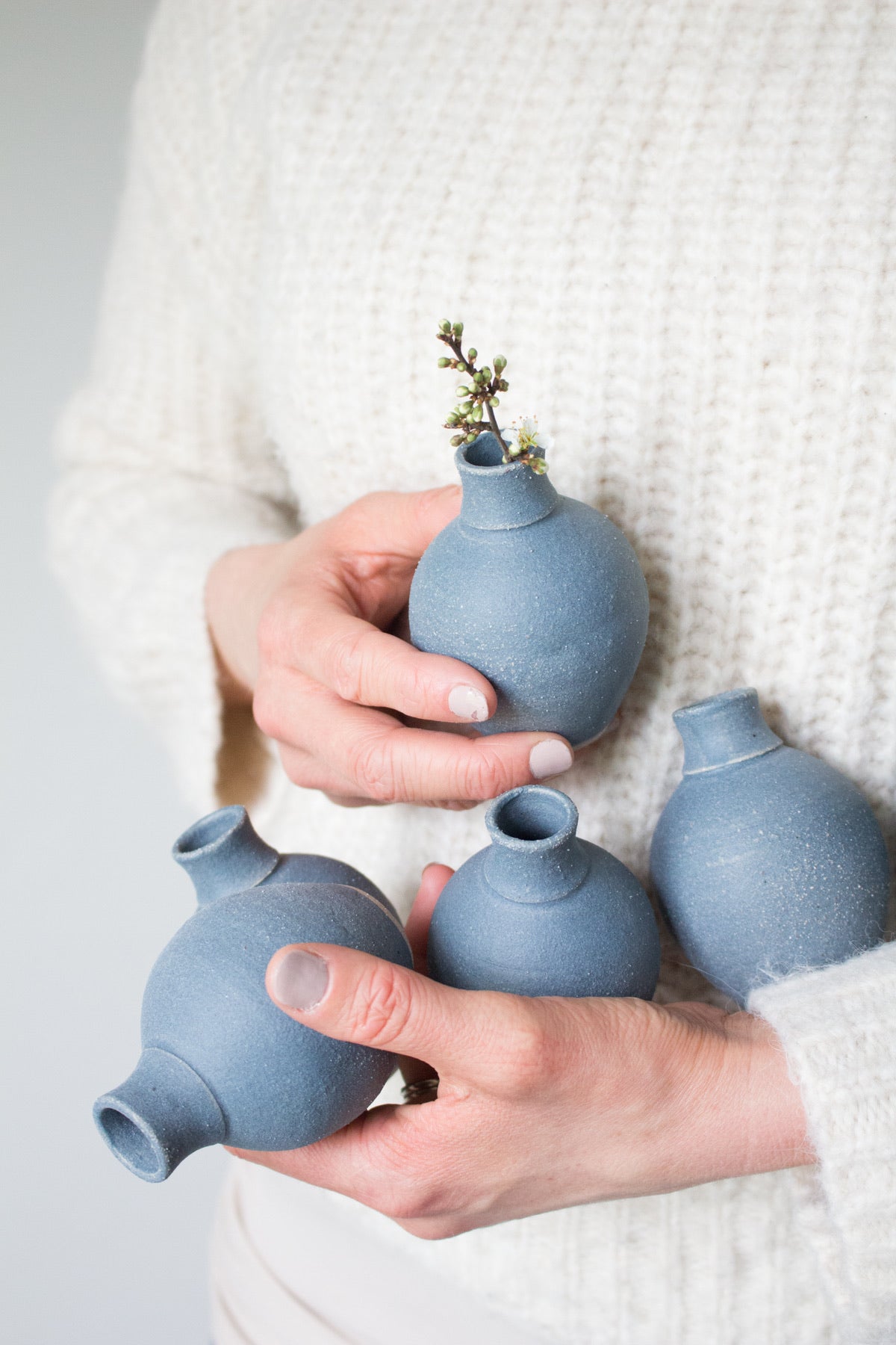 Dry Blue Bud Vase with Speckles