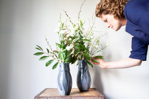 Poured Black and White Vase