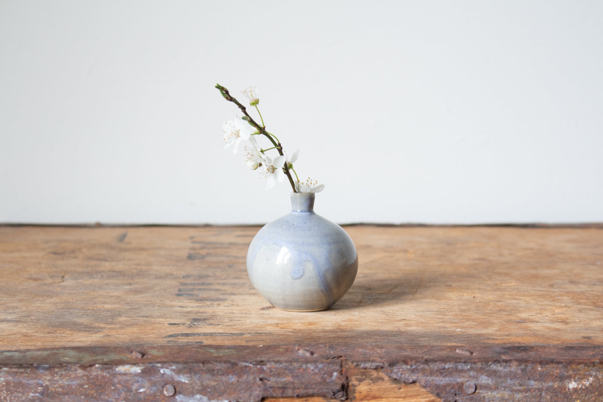 Tiny Glossy Blue Bud Vase: Seven